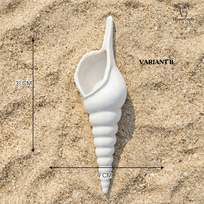 White Ceramic Shell Wall Vase, Conch Hanging Flower Holder, Coastal Home Decor