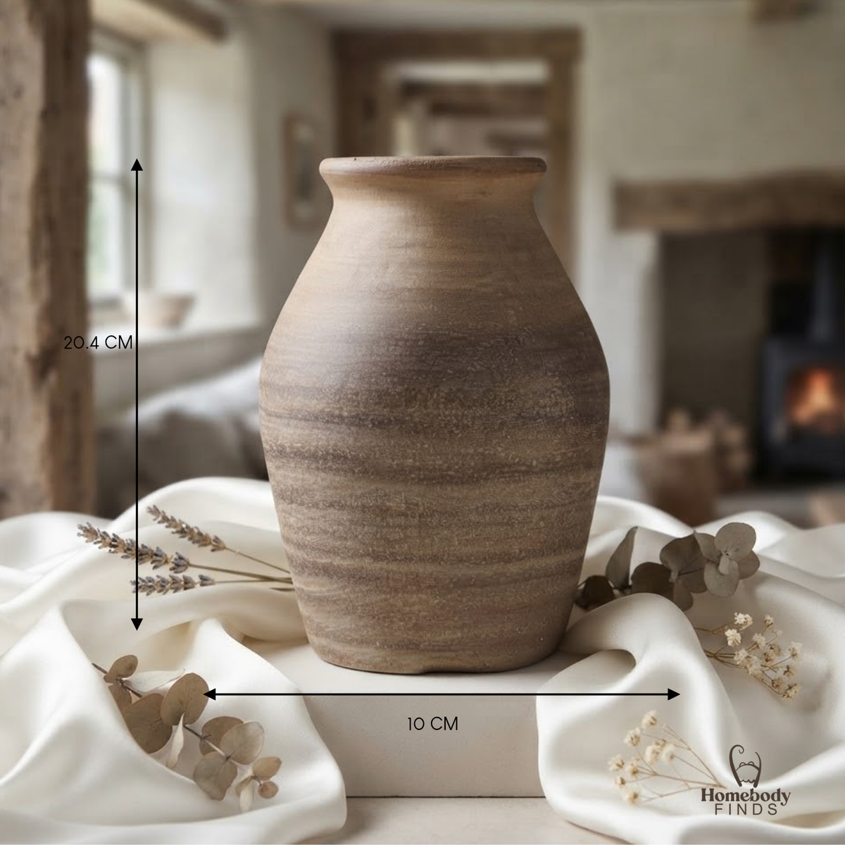 Rustic Ceramic Vase, Vintage Pottery Vase