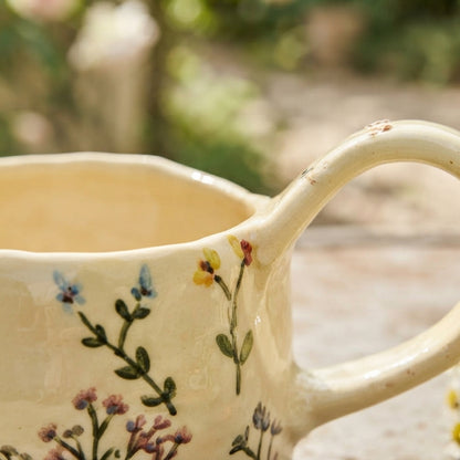 Whimsical Floral Ceramic Mug, Korean Style Coffee Cup, Garden Tea Mug