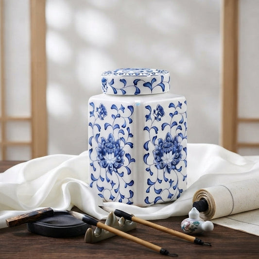 Ceramic Ginger Jar, Lidded Temple Jar, Blue White or Multicolor Home Decor